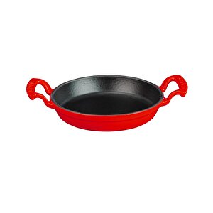 Döküm Yuvarlak Sahan Çap(ø)20cm. Döküm Demir Yekpare Çift Kulplu - Kırmızı