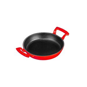Döküm Yuvarlak Sahan Çap(ø)20cm. Döküm Demir Yekpare Çift Kulplu - Kırmızı