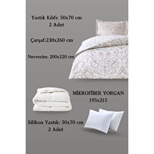 Cassandra Mürdüm Saten Çift Kişilik Uyku Seti - Nevresim Takımı + Yorgan + Yastık