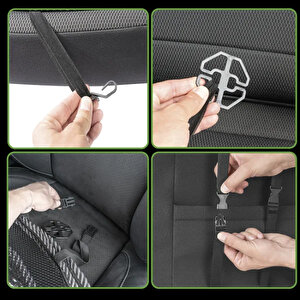 Oto Hasır Bambu Minder Ön Gri İkili Takım Bel Destekli Terletmez Wf-1022-gr