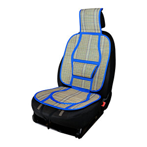 Oto Hasır Bambu Minder Ön Mavi İkili Takım Bel Destekli Terletmez Wf-1021-1