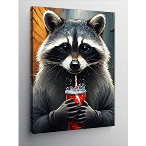 Kanvas Tablo İçecekli Rakun 70x100 cm