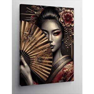 Kanvas Tablo Yelpazeli Geisha 100x140 cm