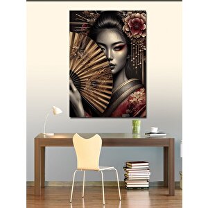 Kanvas Tablo Yelpazeli Geisha 100x140 cm
