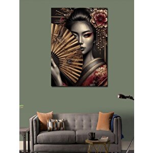 Kanvas Tablo Yelpazeli Geisha 100x140 cm