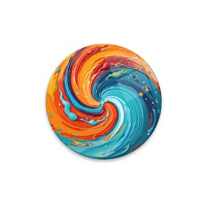 Soyut Yuvarlak Cam Tablo | Hediyelik, Dekoratif, Ofis, Mutfak 30x30 cm