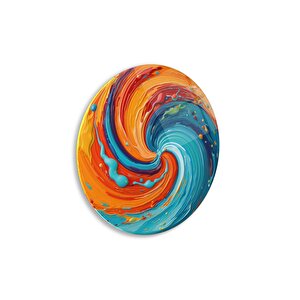 Soyut Yuvarlak Cam Tablo | Hediyelik, Dekoratif, Ofis, Mutfak 30x30 cm