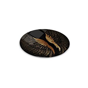 Gold Kanat Yuvarlak Cam Tablo | Hediyelik, Dekoratif, Ofis, Mutfak