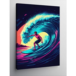 Kanvas Tablo Neon Sörfçü 100x140 cm