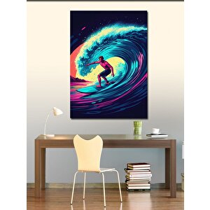 Kanvas Tablo Neon Sörfçü 100x140 cm