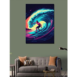 Kanvas Tablo Neon Sörfçü 100x140 cm