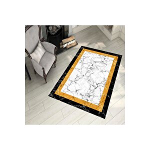 Makinede Yıkanabilir Leke Tutmaz  beyaz Zemin Pvc Deri Kaymaz Taban Çerçeve Salon Saçaksız Halı 549-02 180x280 cm