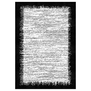 Makinede Yıkanabilir Leke Tutmaz  siyah Pvc Deri Kaymaz Taban Tasarım Salon Saçaksız Halı 353-03 100x200 cm