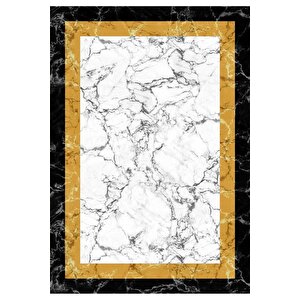 Makinede Yıkanabilir Leke Tutmaz  beyaz Zemin Pvc Deri Kaymaz Taban Çerçeve Salon Saçaksız Halı 549-02 130x180 cm