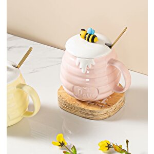 Arı Kovanı Seramik Kupa, Pembe, 9x7 Pembe