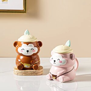 Ayıcık Seramik Kupa, Pembe, 10x7 Pembe