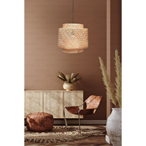 Sinnerlig Bambu Avize 40cm- İskandinav, Modern, Bohem, Rattan Avize, Aydınlatma