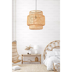 Sinnerlig Bambu Avize 50cm- İskandinav, Modern, Bohem, Rattan Avize, Aydınlatma