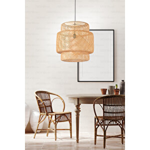 Sinnerlig Bambu Avize 50cm- İskandinav, Modern, Bohem, Rattan Avize, Aydınlatma