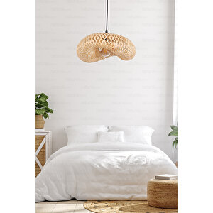 Bambu Elips Sarkıt Avize Lamba 42cm - Iskandinav, Modern, Bohem, Rattan Aydınlatma