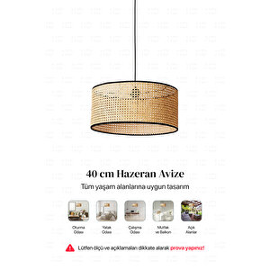 Hazeran Avize 40cm- Iskandinav, Modern, Bohem, Rattan Avize, Aydınlatma