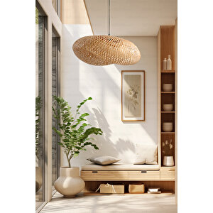 Bohem Bambu Elips Sarkıt Avize Lamba 60cm - Iskandinav, Modern, Bohem, Rattan Aydınlatma