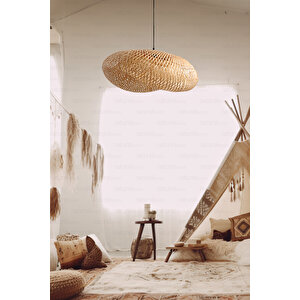 Bohem Bambu Elips Sarkıt Avize Lamba 60cm - Iskandinav, Modern, Bohem, Rattan Aydınlatma