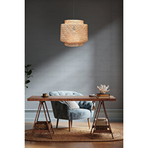 Sinnerlig Bambu Avize 30cm - Iskandinav, Modern, Bohem, Rattan Avize, Aydınlatma