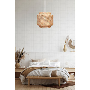 Sinnerlig Bambu Avize 30cm - Iskandinav, Modern, Bohem, Rattan Avize, Aydınlatma