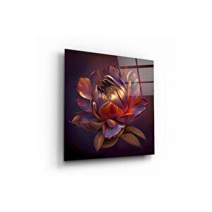 Çiçek Cam Tablo | Hediyelik, Dekoratif, Ofis, Mutfak 80x80 cm