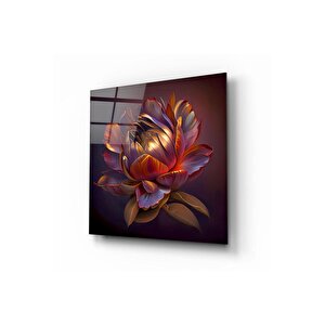 Çiçek Cam Tablo | Hediyelik, Dekoratif, Ofis, Mutfak 80x80 cm