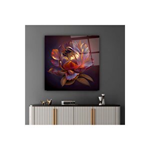 Çiçek Cam Tablo | Hediyelik, Dekoratif, Ofis, Mutfak 80x80 cm