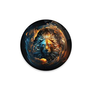 Aslan Yuvarlak Cam Tablo | Hediyelik, Dekoratif, Ofis, Mutfak 60x60 cm