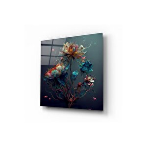 Çiçek Cam Tablo | Hediyelik, Dekoratif, Ofis, Mutfak 30x30 cm