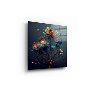 Çiçek Cam Tablo | Hediyelik, Dekoratif, Ofis, Mutfak 60x60 cm