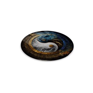 Ying Yang Yuvarlak Cam Tablo | Hediyelik, Dekoratif, Ofis, Mutfak