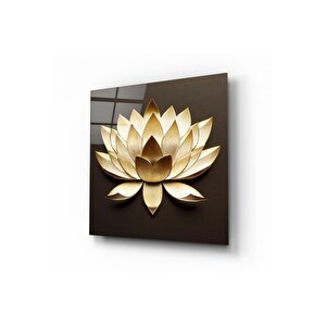 Lotus Çiçek  Cam Tablo | Hediyelik, Dekoratif, Ofis, Mutfak 70x70 cm
