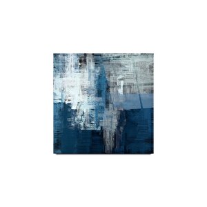 Soyut Mavi Cam Tablo | Hediyelik, Dekoratif, Ofis, Mutfak 40x40 cm