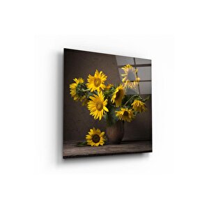 Çiçek Cam Tablo | Hediyelik, Dekoratif, Ofis, Mutfak 80x80 cm