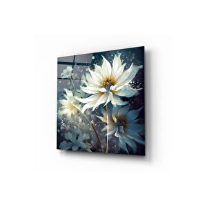 Çiçek Cam Tablo | Hediyelik, Dekoratif, Ofis, Mutfak 50x50 cm