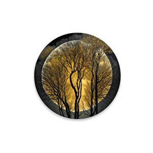 Ay Yuvarlak Cam Tablo | Hediyelik, Dekoratif, Ofis, Mutfak 30x30 cm