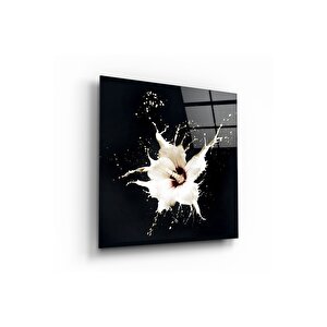 Çiçek Cam Tablo | Hediyelik, Dekoratif, Ofis, Mutfak 80x80 cm