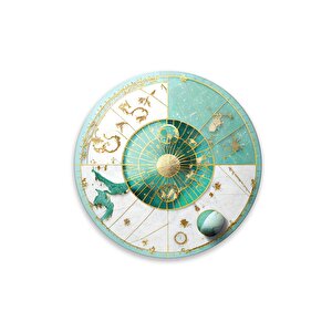 Soyut Desen Yuvarlak Cam Tablo | Hediyelik, Dekoratif, Ofis, Mutfak 60x60 cm