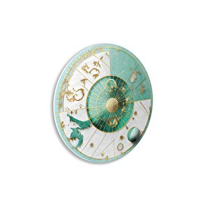 Soyut Desen Yuvarlak Cam Tablo | Hediyelik, Dekoratif, Ofis, Mutfak 60x60 cm