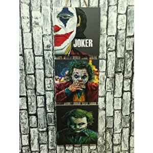 Joaquin Phoenix Joker Kabartmalı Baskılı 3'lü Tablo