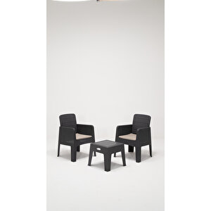 Apex Minderli 1+1+s Bahçe&balkon&teras Mobilyası - Antrasit