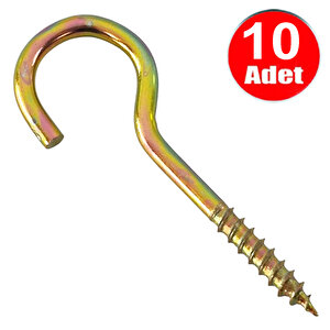 Piton 22*130 Çengel 8cm Vidalı Askı Eğri Se Demir Duy Kanca -10 Adet