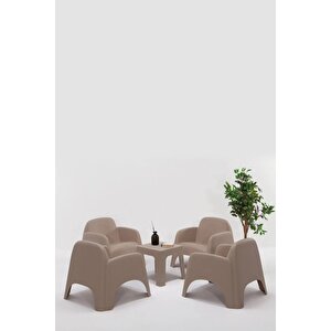 Şile Pratik Bahçe, Balkon Oturma Grubu ( 1+1+1+1+s ) Bahçe Mobilyası / Cappucino