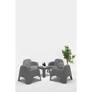 Şile Pratik Bahçe, Balkon Oturma Grubu 1+1+1+1+s  Bahçe Mobilyası / Gri
