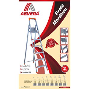 Asvera - 5+1 Basamaklı Galvanizli Profil Merdiven - Ev - Bahçe - İş Yeri İçin Dayanıklı